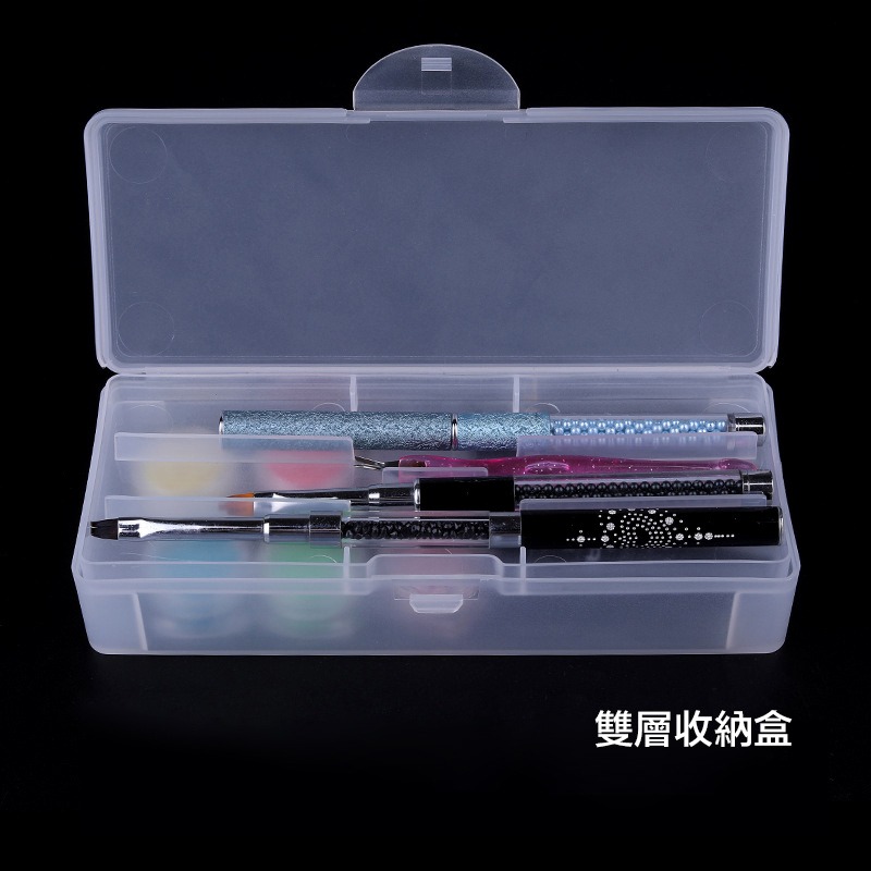 Fido｜美甲簡約工具收納盒 pp塑膠收納凝膠筆盒 雙層磨棒收納盒 甘皮剪工具盒 美甲工具盒【現貨】-細節圖4