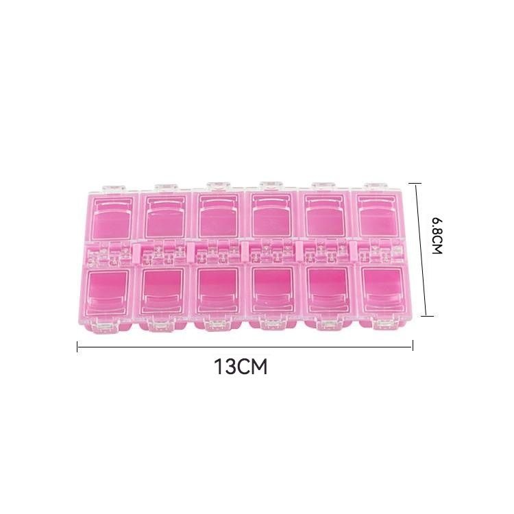 現貨｜美甲飾品鑽飾收納盒 12格素材翻蓋透明分類盒 美甲材料盒 素材收納盒 透明蓋材料盒-細節圖3