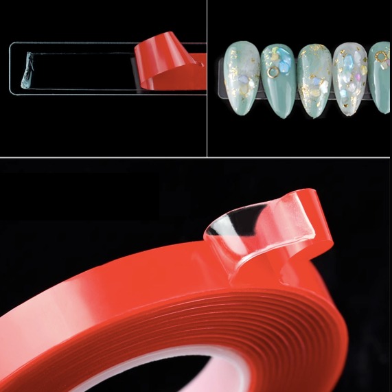 現貨供應｜美甲甲片展示 透明雙面膠 美甲作品無痕防水膠帶 果凍膠 萬用膠帶 超黏透明膠 水晶膠 甲片水晶貼-細節圖2