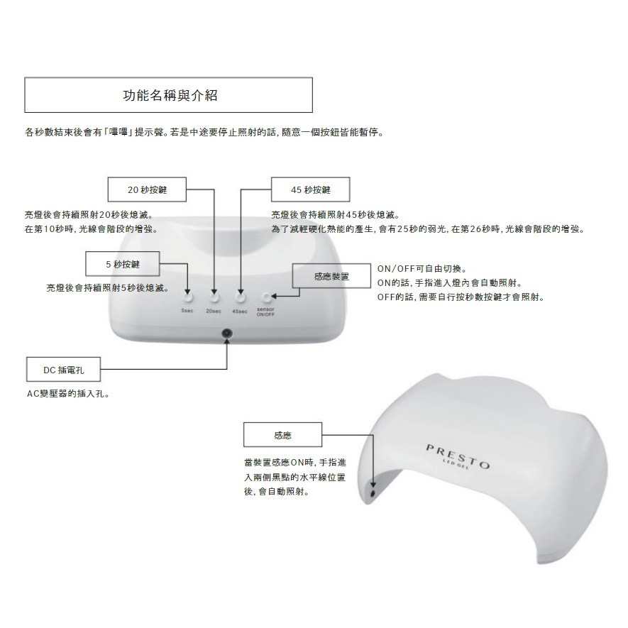 現貨供應【原廠保固】PRESTO LED美甲專用燈 專業LED燈 凝膠燈 自動感應美甲燈 nail labo-細節圖6