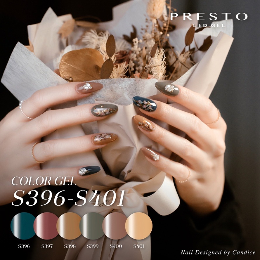 日本Presto S396-S407 甲油膠 原Bambina OR系列 波希米亞風 日本凝膠 奶茶色 暈染色 米白-細節圖9