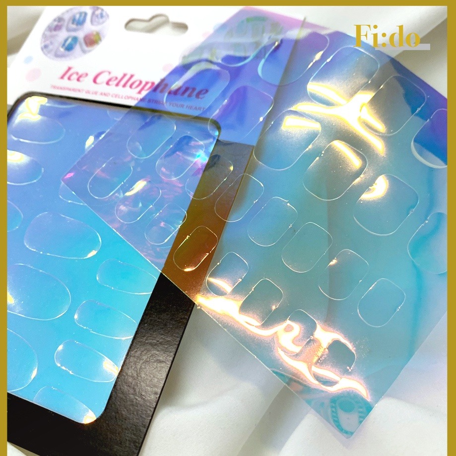 現貨供應｜美甲 裁切高透冰塊玻璃紙 冰塊 貼紙 極光冰塊玻璃紙 糖果紙 冰塊指甲 美甲素材貼紙 糖果冰塊美甲 幻彩-細節圖2