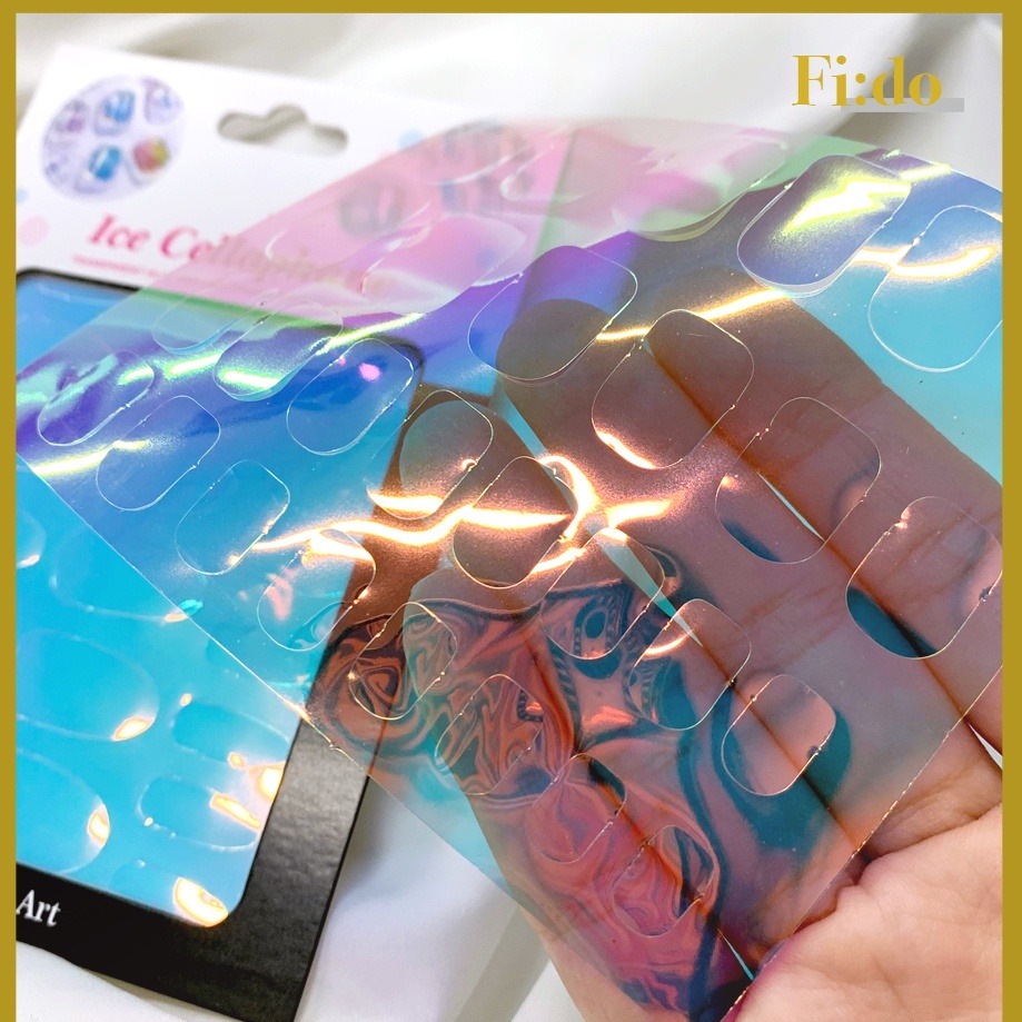 現貨供應｜美甲 裁切高透冰塊玻璃紙 冰塊 貼紙 極光冰塊玻璃紙 糖果紙 冰塊指甲 美甲素材貼紙 糖果冰塊美甲 幻彩-細節圖3