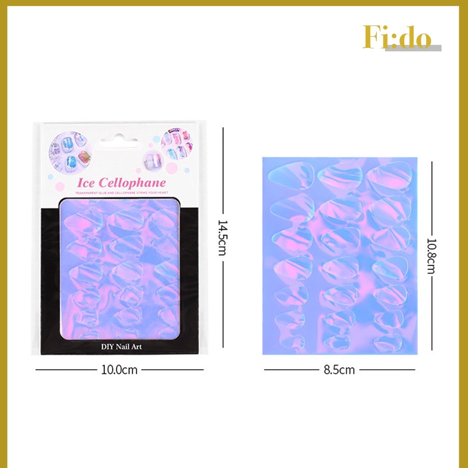 現貨供應｜美甲 裁切高透冰塊玻璃紙 冰塊 貼紙 極光冰塊玻璃紙 糖果紙 冰塊指甲 美甲素材貼紙 糖果冰塊美甲 幻彩-細節圖7