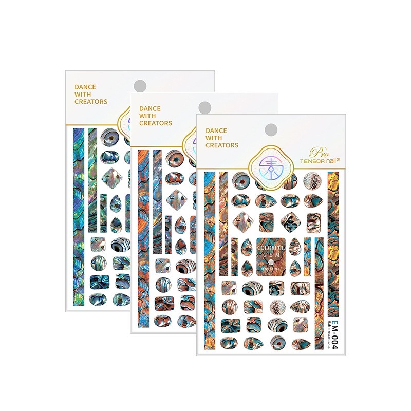 現貨｜日系 石紋金屬光澤 幻彩 電金超薄 流金 貝殼光澤 貝殼紋 偏光 暈染 迷幻感 美甲貼紙 美甲貼 設計款-細節圖2