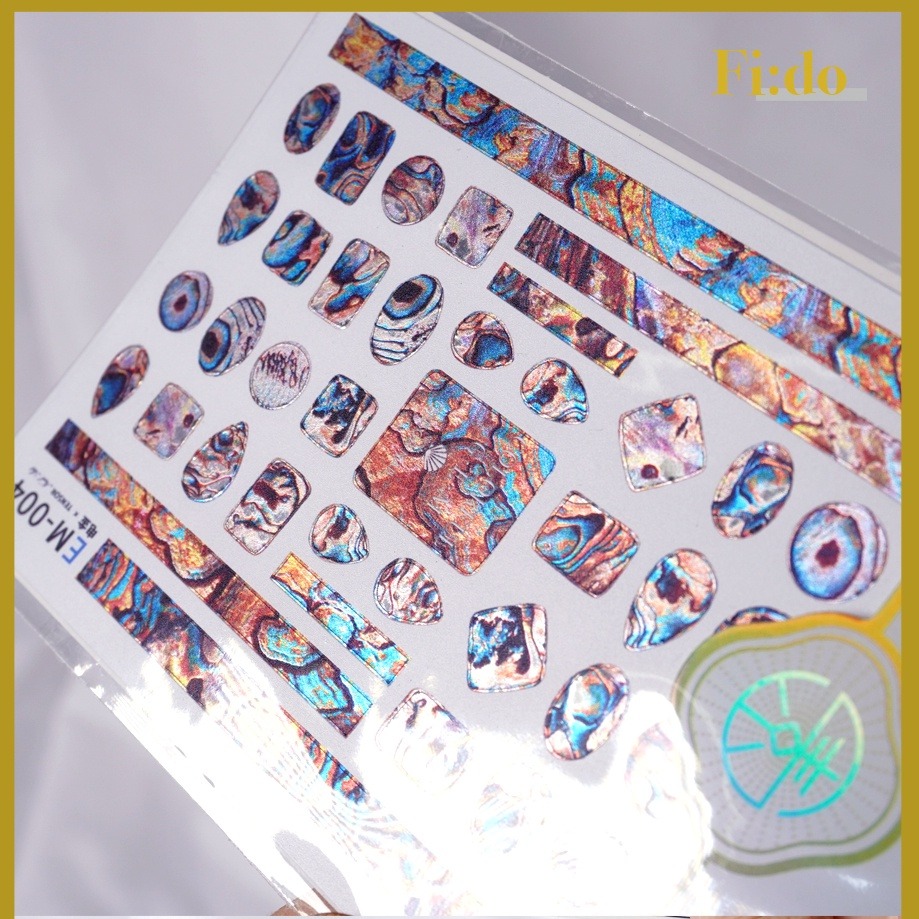 現貨｜日系 石紋金屬光澤 幻彩 電金超薄 流金 貝殼光澤 貝殼紋 偏光 暈染 迷幻感 美甲貼紙 美甲貼 設計款-細節圖3