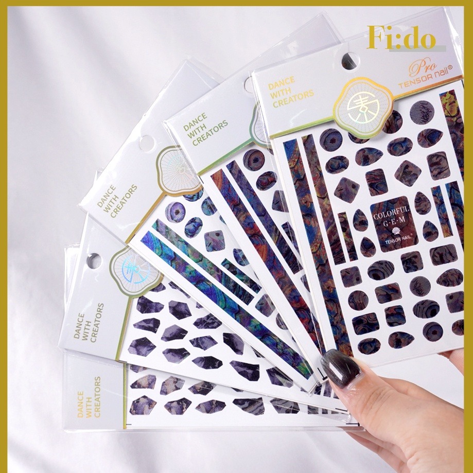 現貨｜日系 石紋金屬光澤 幻彩 電金超薄 流金 貝殼光澤 貝殼紋 偏光 暈染 迷幻感 美甲貼紙 美甲貼 設計款-細節圖4