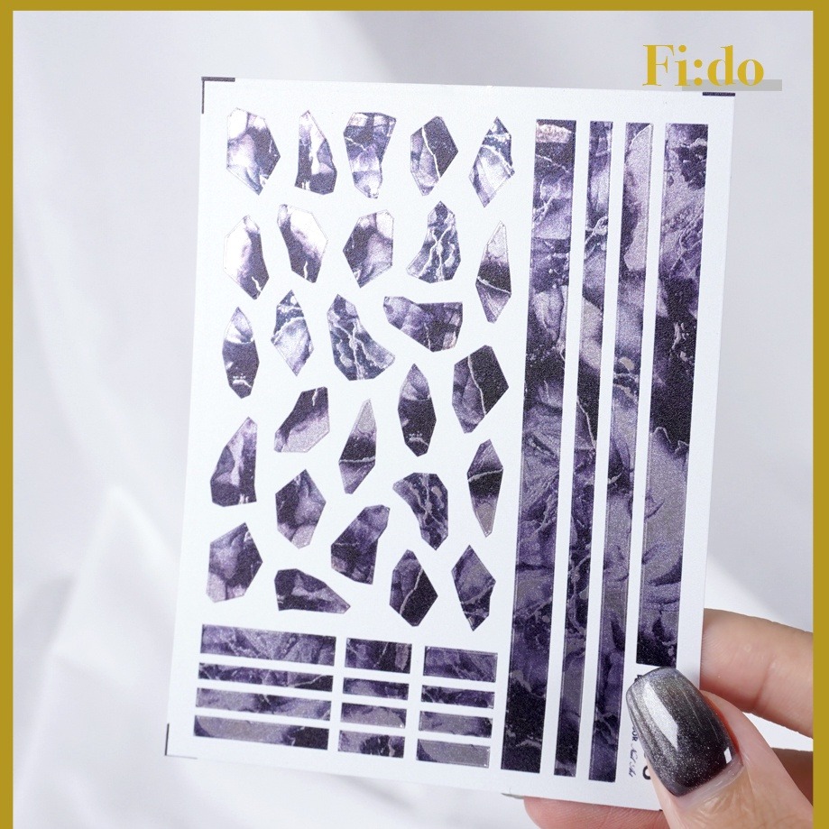 現貨｜日系 石紋金屬光澤 幻彩 電金超薄 流金 貝殼光澤 貝殼紋 偏光 暈染 迷幻感 美甲貼紙 美甲貼 設計款-細節圖5