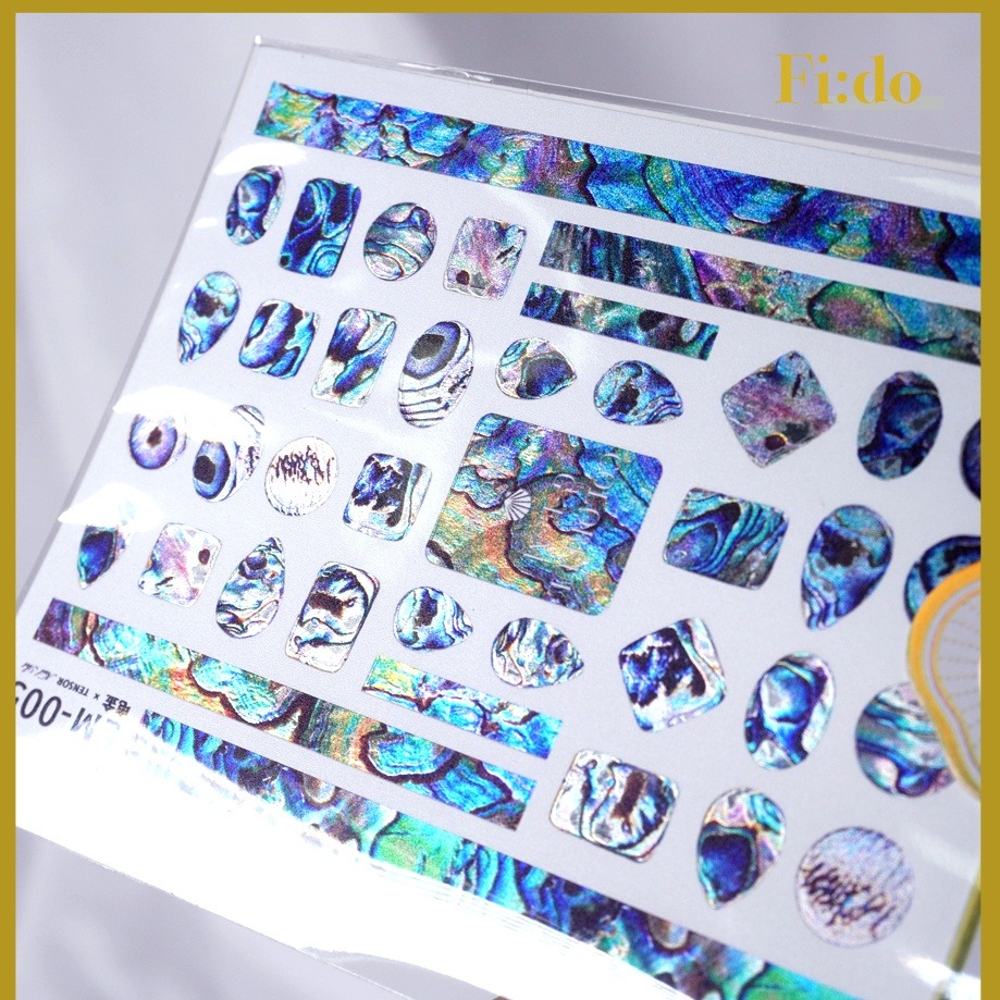 現貨｜日系 石紋金屬光澤 幻彩 電金超薄 流金 貝殼光澤 貝殼紋 偏光 暈染 迷幻感 美甲貼紙 美甲貼 設計款-細節圖6