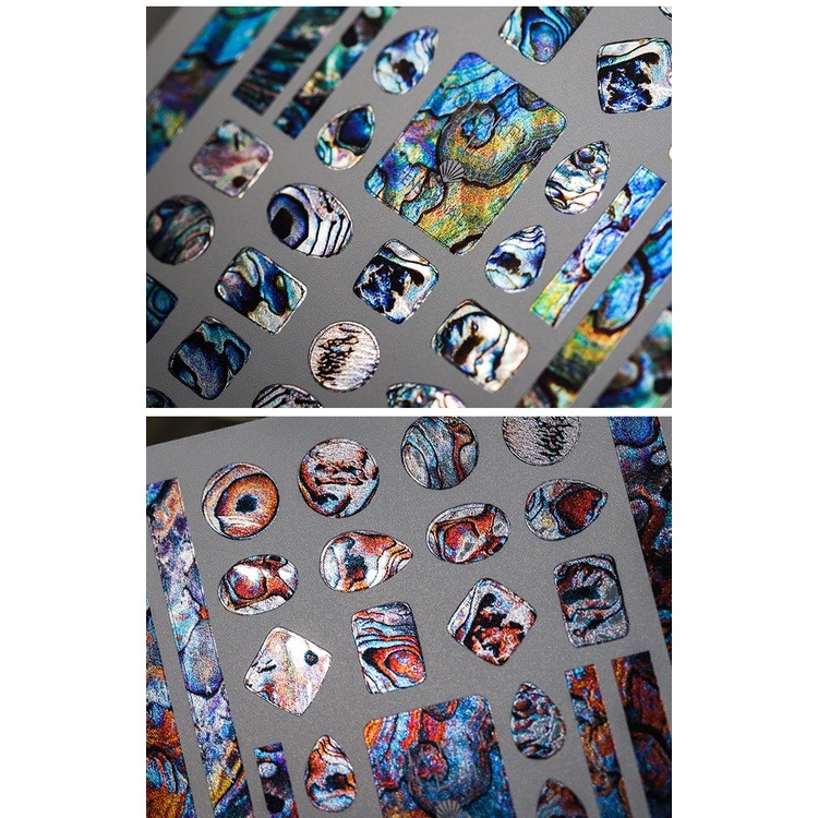 現貨｜日系 石紋金屬光澤 幻彩 電金超薄 流金 貝殼光澤 貝殼紋 偏光 暈染 迷幻感 美甲貼紙 美甲貼 設計款-細節圖7