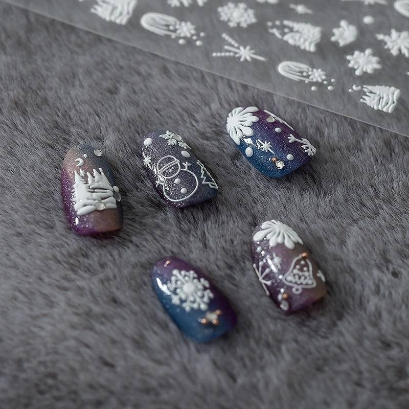 現貨｜TENSOR 冬季 立體 浮雕 毛衣紋 美甲 貼紙 雪花 冬天 毛衣 聖誕節 帶背膠 毛衣美甲 立體紙貼-細節圖3