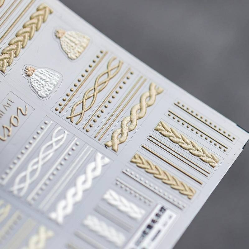 現貨｜TENSOR 冬季 立體 浮雕 毛衣紋 美甲 貼紙 雪花 冬天 毛衣 聖誕節 帶背膠 毛衣美甲 立體紙貼-細節圖4