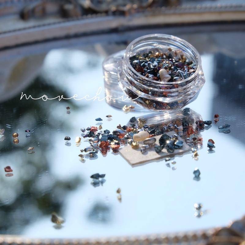 現貨｜ 日韓 美甲 質感復古寶石飾品 綜合混搭色系 碎石 珍珠 人魚珠 玻璃珠 光透素材 小珠珠 不規則珍珠-細節圖7