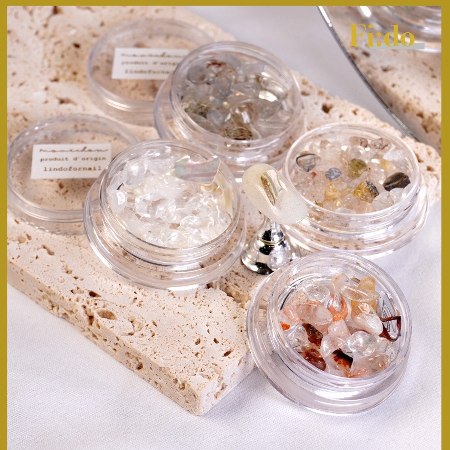 現貨｜ 美甲 日系 novel同款 玉石 水晶石 立體石材 天然石紋 多彩石混裝 透明水晶石 透光石 素材-細節圖2