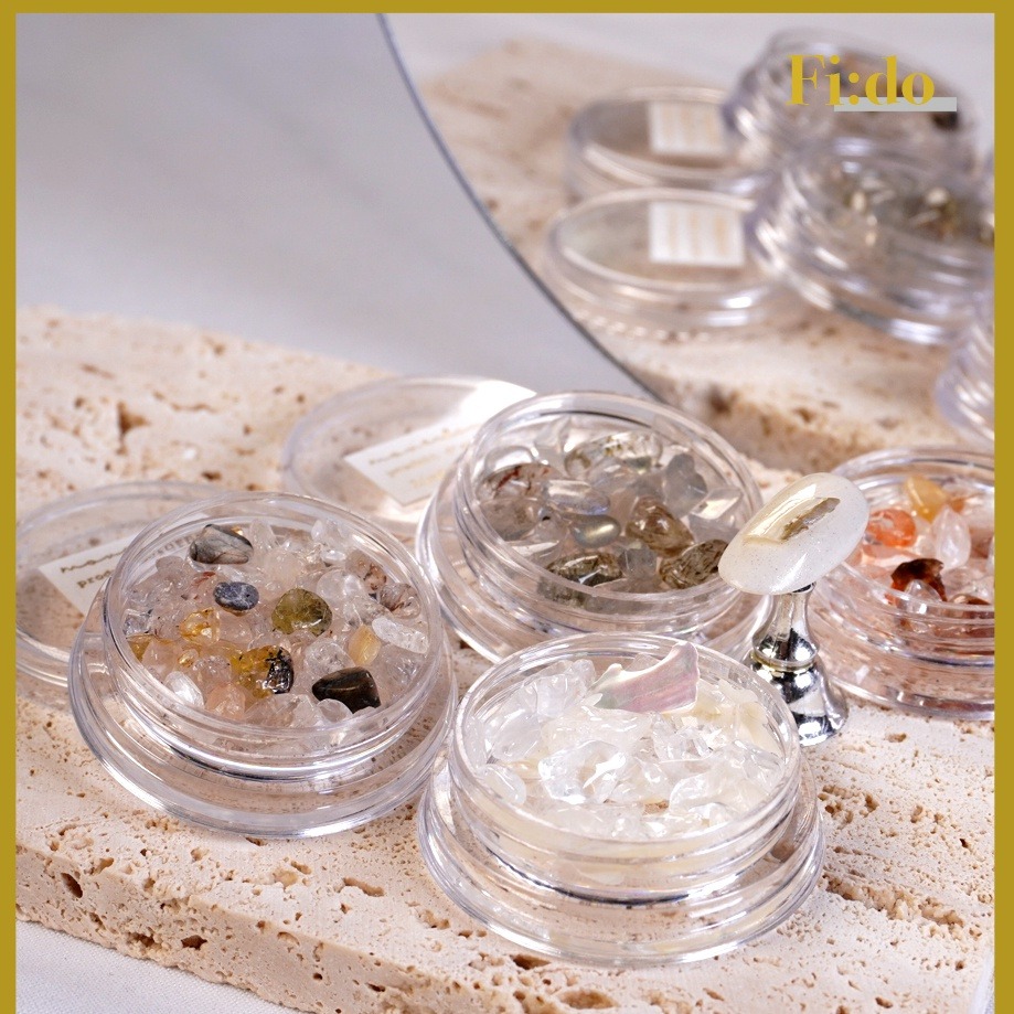 現貨｜ 美甲 日系 novel同款 玉石 水晶石 立體石材 天然石紋 多彩石混裝 透明水晶石 透光石 素材-細節圖3