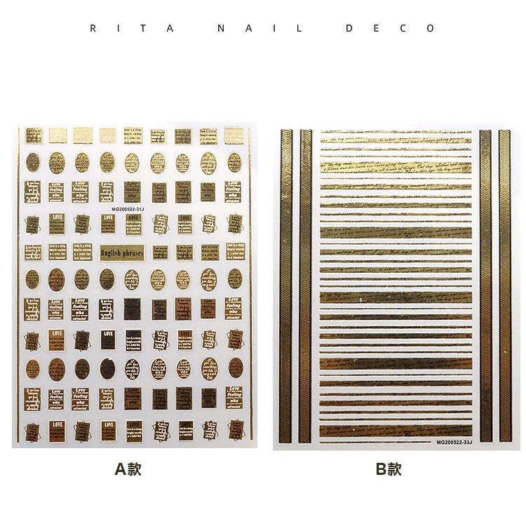 現貨｜美甲 復古燙金 英文文字貼紙 仿舊金色 英文字貼紙 金色 指甲貼紙 裝飾-細節圖5
