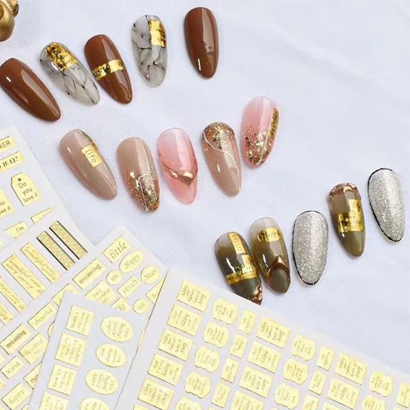 現貨｜美甲 復古燙金 英文文字貼紙 仿舊金色 英文字貼紙 金色 指甲貼紙 裝飾-細節圖6