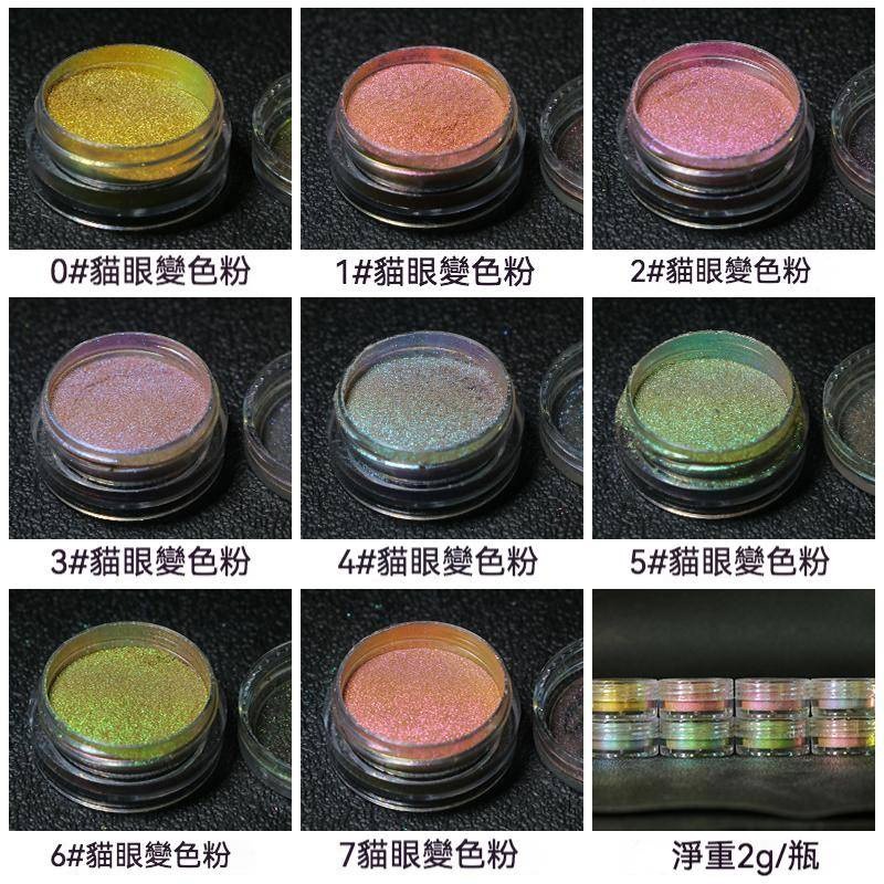 現貨｜ 美甲 貓眼 變色龍粉 磁粉 百搭磁粉 七彩貓眼 彩色貓眼 漸變粉 偏光貓眼粉 鏡面粉 幻彩貓眼 猫眼粉-細節圖3