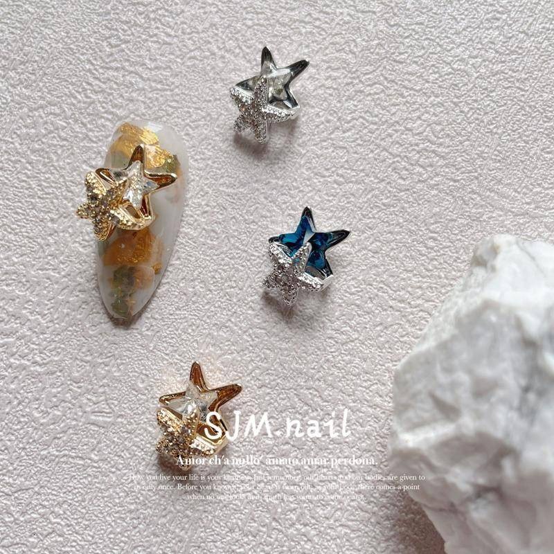 現貨｜ 日系 美人魚鋯石飾品 質感 貝殼珍珠 鑽飾 指甲 DIY 美甲 鑲嵌飾品 素材 海星 美人魚 立體大鑽飾-細節圖8