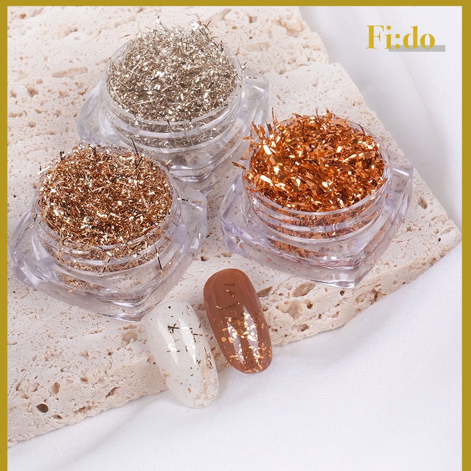 現貨｜細緻彩箔絲線 金箔紙 雙面  淺金色 香檳金 玫瑰金 金箔絲 金箔 銀箔 美甲素材 玫瑰金箔  美甲材料-細節圖5