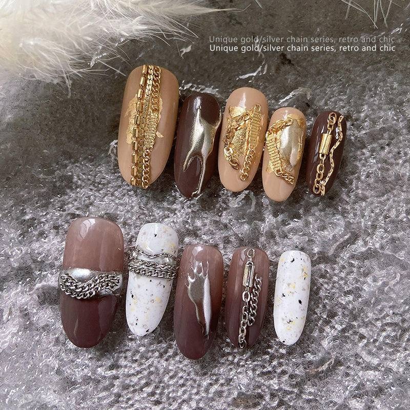 現貨｜ 最新美甲 冷淡風 鏈條 澀味 金屬 飾品鏈 鍊子 裝飾鍊 可剪裁 素材 s型鍊條 diy 鏈子-細節圖4