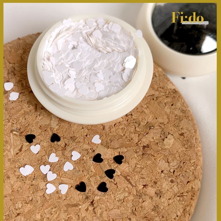 現貨供應｜美甲愛心亮片 心型亮片素材 日系簡約黑色/白色愛心 美甲飾品-細節圖2