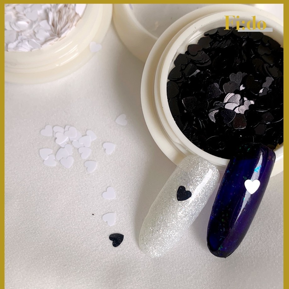 現貨供應｜美甲愛心亮片 心型亮片素材 日系簡約黑色/白色愛心 美甲飾品-細節圖4