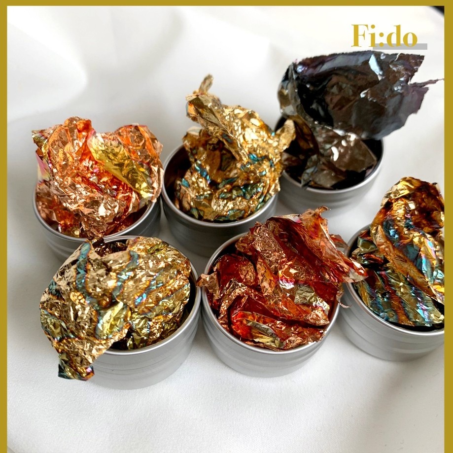 【現貨】煙燻 古銅 日式美甲 漸變金箔 彩色箔紙 超薄金箔 美甲箔紙碎箔 不規則 暈染 彩箔 銀箔 美甲材料-細節圖2