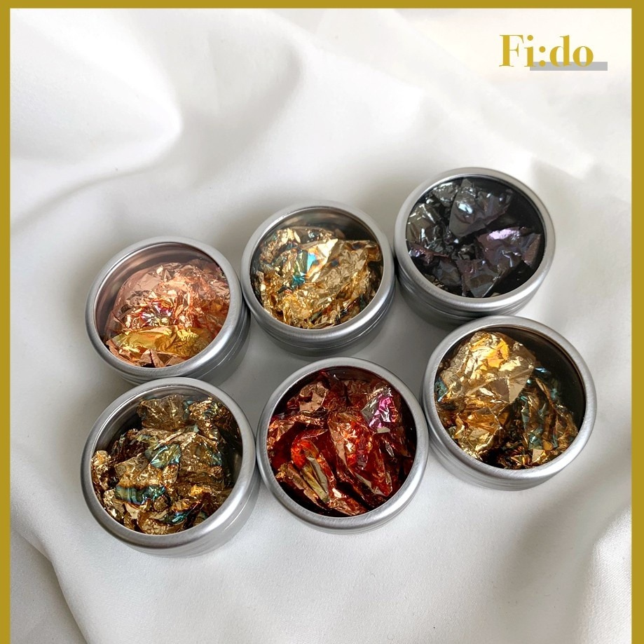 【現貨】煙燻 古銅 日式美甲 漸變金箔 彩色箔紙 超薄金箔 美甲箔紙碎箔 不規則 暈染 彩箔 銀箔 美甲材料-細節圖3