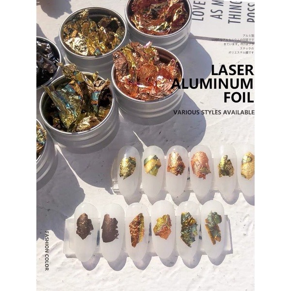 【現貨】煙燻 古銅 日式美甲 漸變金箔 彩色箔紙 超薄金箔 美甲箔紙碎箔 不規則 暈染 彩箔 銀箔 美甲材料-細節圖4