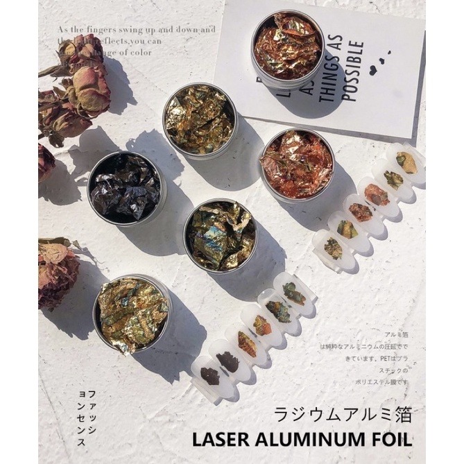 【現貨】煙燻 古銅 日式美甲 漸變金箔 彩色箔紙 超薄金箔 美甲箔紙碎箔 不規則 暈染 彩箔 銀箔 美甲材料-細節圖5