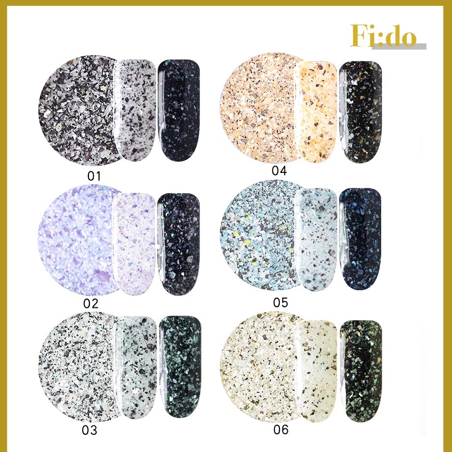 現貨供應｜日系 美甲大理石粉 6色組 磨石子 石頭粉 亮粉素材 石紋 鵪鶉蛋 蛋殼膠 仿大理石 仿磨石子-細節圖2