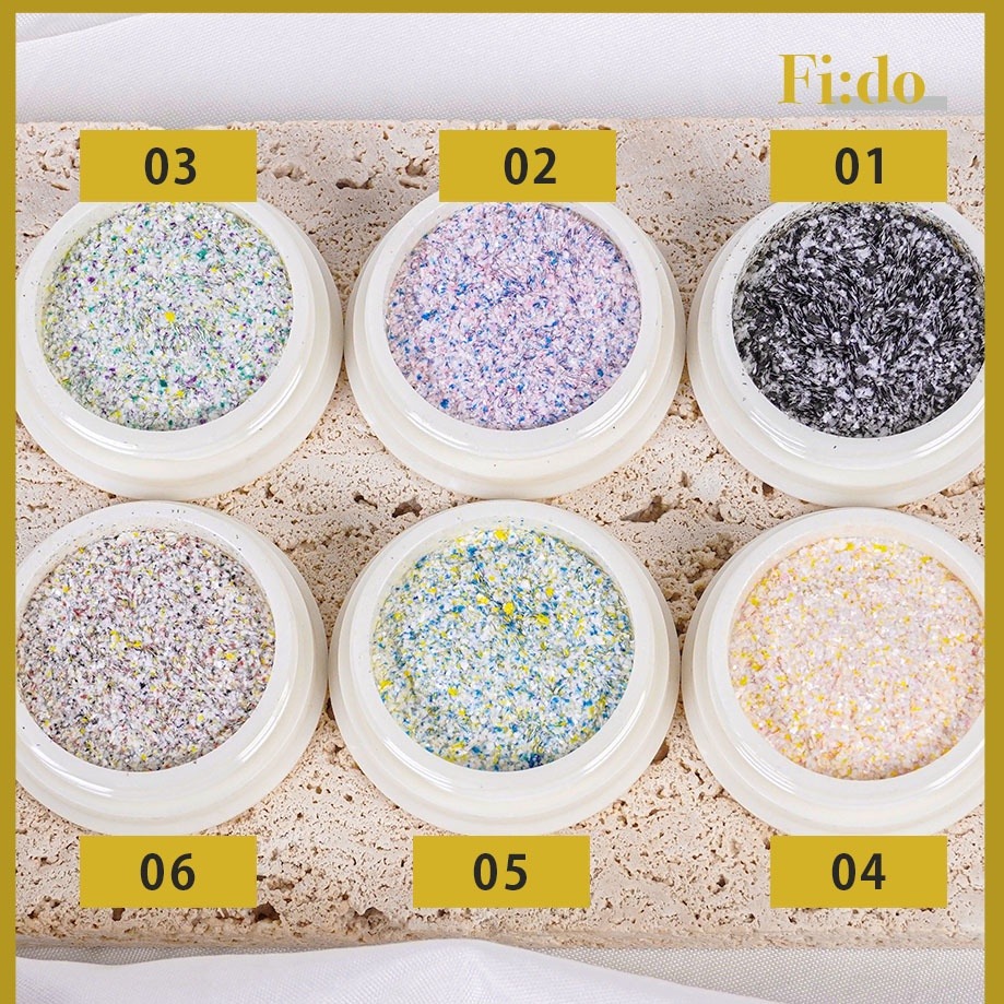 現貨供應｜日系 美甲大理石粉 6色組 磨石子 石頭粉 亮粉素材 石紋 鵪鶉蛋 蛋殼膠 仿大理石 仿磨石子-細節圖3