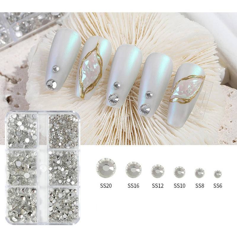 現貨｜美甲 平底鑽石飾品 透白鏡面 水鑽 鋯石 幾何 正方鑽 圓鑽 平底鑽大小綜合 水鑽 百搭 指甲 小圓鑽 方鑽-細節圖3