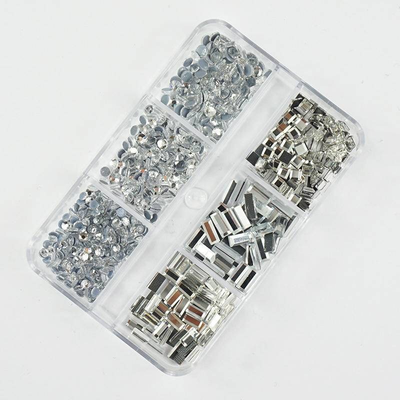 現貨｜美甲 平底鑽石飾品 透白鏡面 水鑽 鋯石 幾何 正方鑽 圓鑽 平底鑽大小綜合 水鑽 百搭 指甲 小圓鑽 方鑽-細節圖7