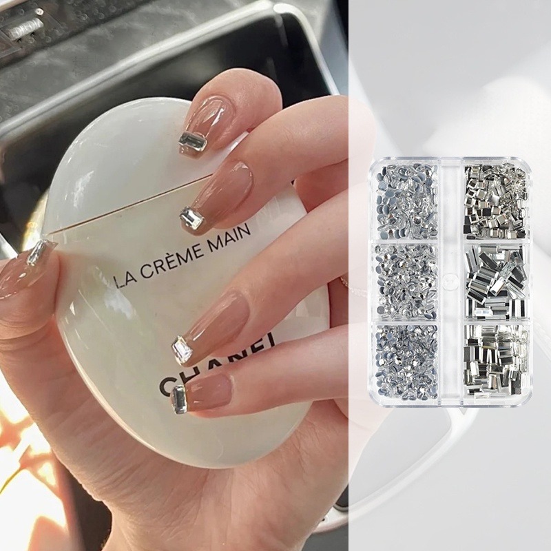 現貨｜美甲 平底鑽石飾品 透白鏡面 水鑽 鋯石 幾何 正方鑽 圓鑽 平底鑽大小綜合 水鑽 百搭 指甲 小圓鑽 方鑽-細節圖8