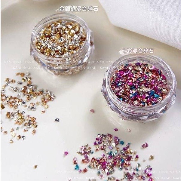 現貨｜ 美甲 七彩金銀 不規則碎石 綜合 金屬礦石 飾品 幻彩 不規則鑽飾 排鑽 素材-細節圖4