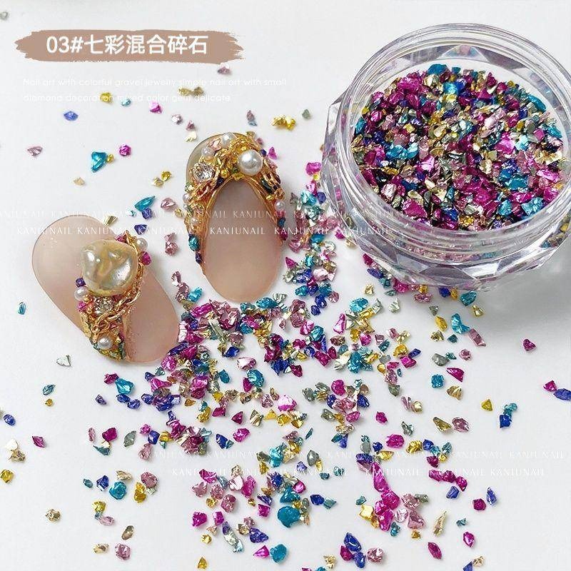 現貨｜ 美甲 七彩金銀 不規則碎石 綜合 金屬礦石 飾品 幻彩 不規則鑽飾 排鑽 素材-細節圖9