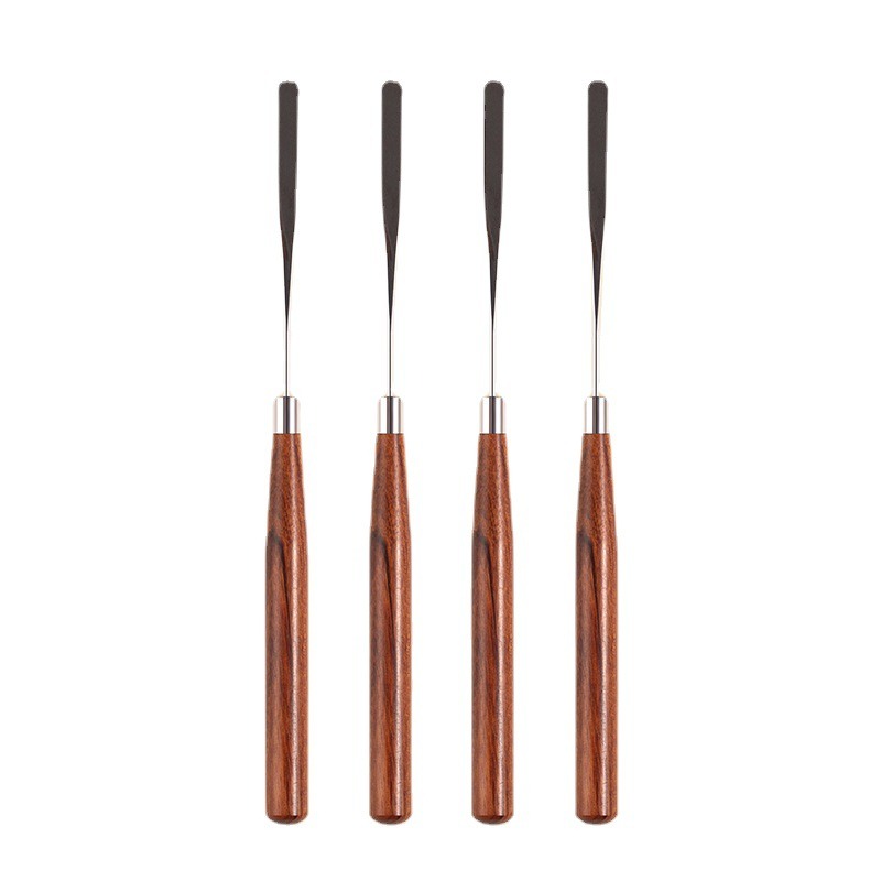 現貨｜ 木質調膠棒 原木調膠棒 扁型 調膠 不鏽鋼 攪拌棒 塑形棒 雕塑 取膠棒 調膠棒 美甲工具-細節圖2