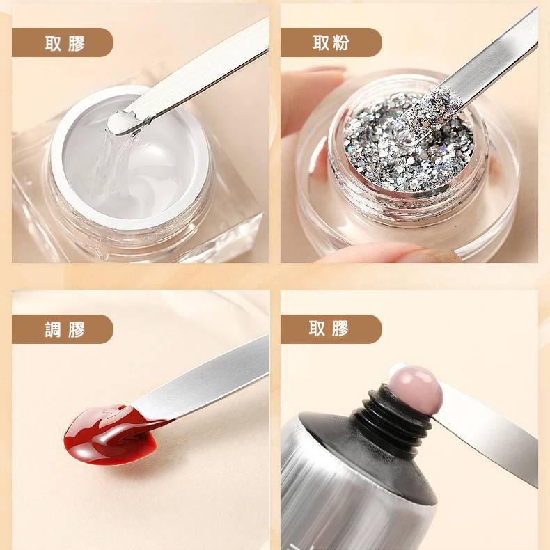 現貨｜ 木質調膠棒 原木調膠棒 扁型 調膠 不鏽鋼 攪拌棒 塑形棒 雕塑 取膠棒 調膠棒 美甲工具-細節圖4