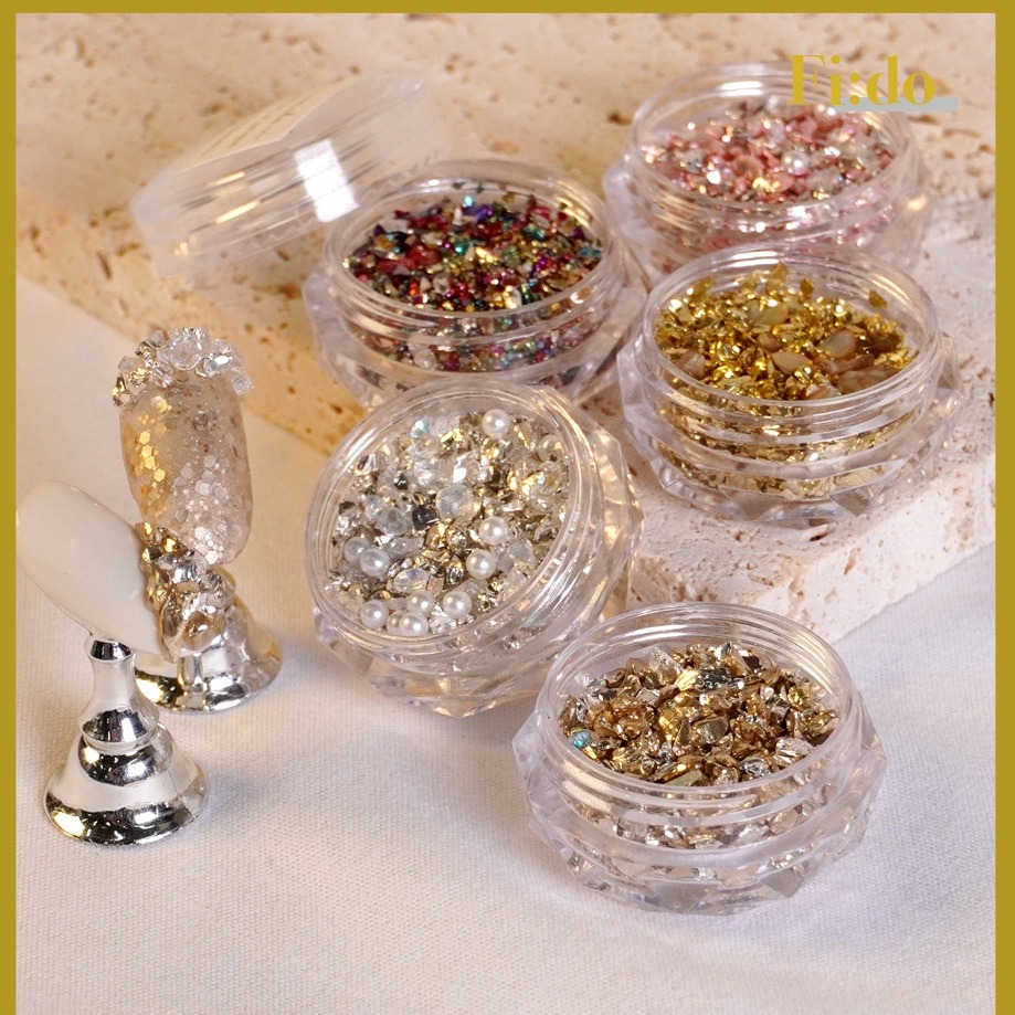 現貨｜美甲 巴洛克寶石 閃亮 碎鑽 小珠珠 珍珠 彩色 金色 小碎石 金屬色 綜合寶石 飾品 素材-細節圖6