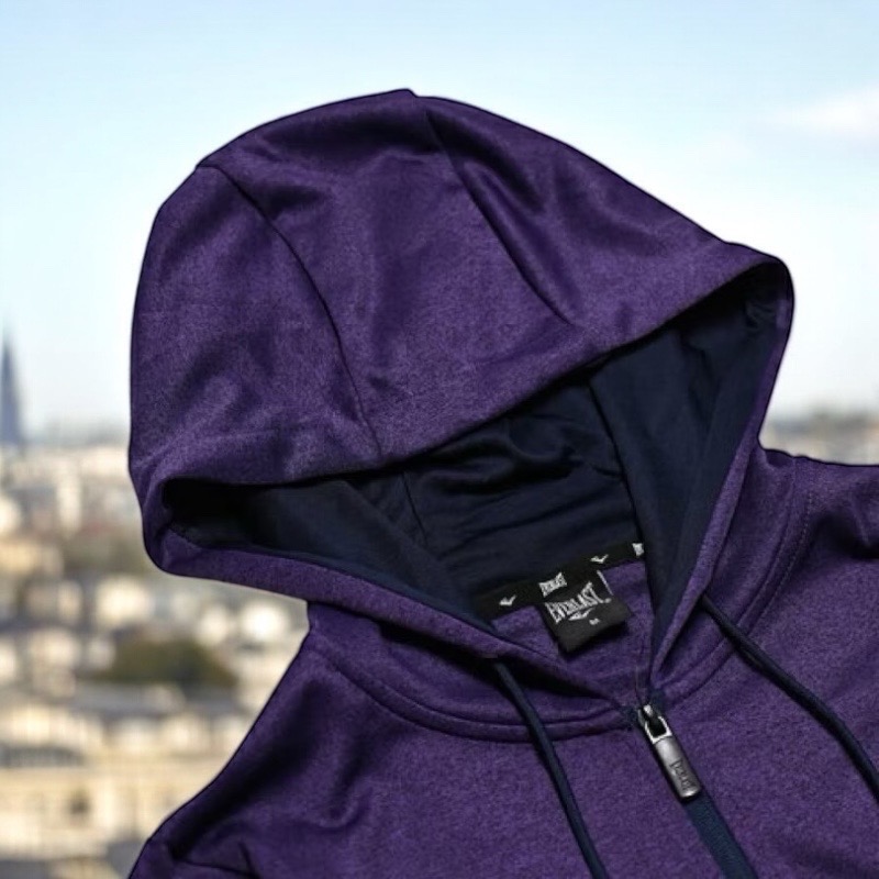 Everlast-女款連帽外套 紫*藍色 拼接 彈性 運動 休閒 戶外 登山-細節圖3