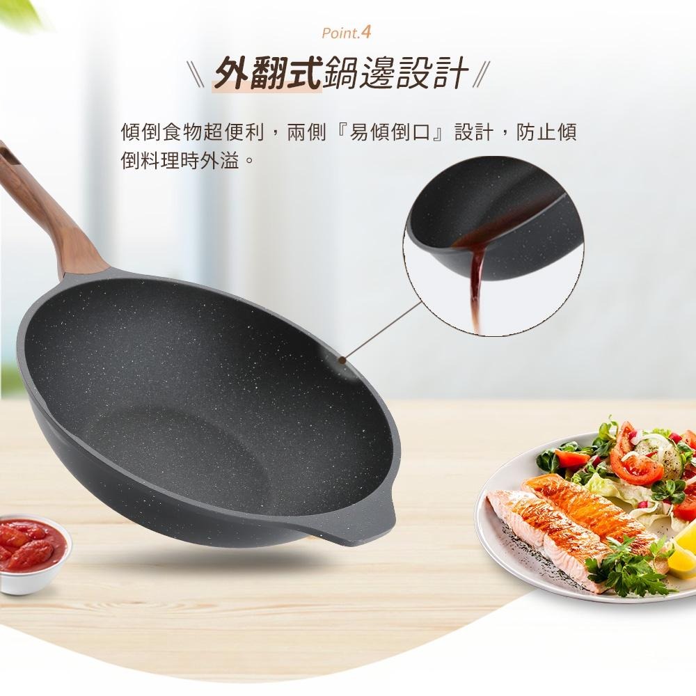 【美國MotherGoose 鵝媽媽】皮克超銀石IH導磁超硬不沾鍋深煎炒鍋33cm-細節圖7