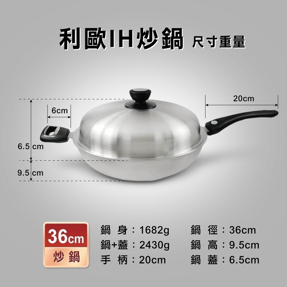【美國鵝媽媽MotherGoose】利歐IH醫療級316不鏽鋼七層複合金 炒鍋(36cm)-細節圖3