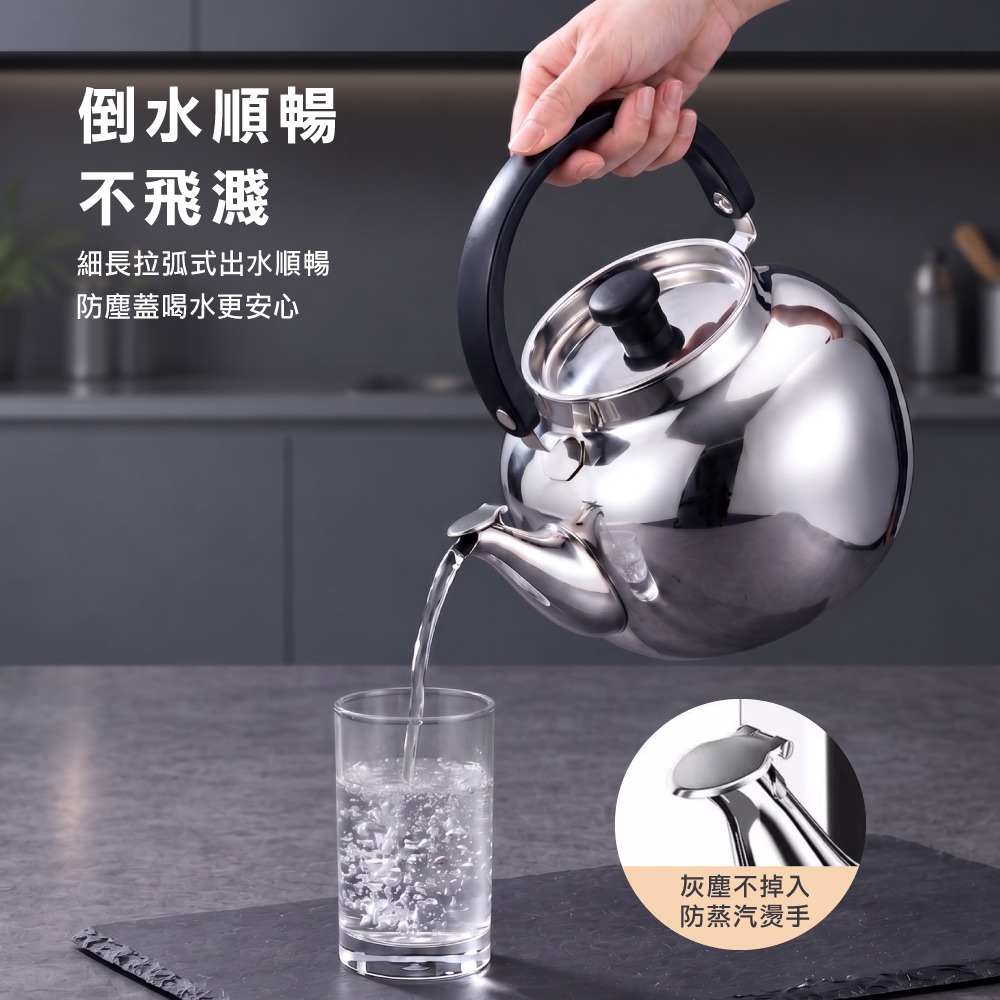 【美國MotherGoose 鵝媽媽】凱瑞316不鏽鋼茶壺 3.6L-細節圖4