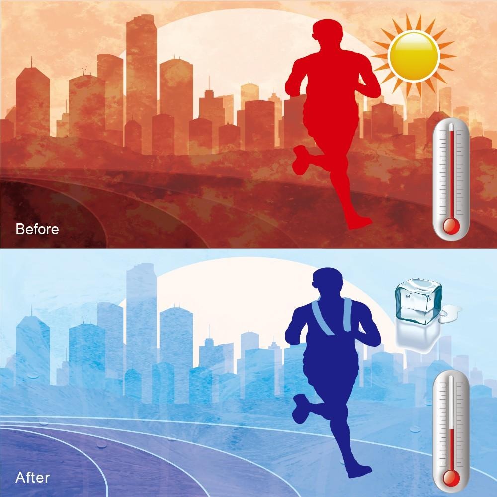 【台灣T&C】戶外運動吸水速乾降溫冰涼感毛巾-長版29x100cm-超值8入組(天空藍X4+甜美粉X4)--細節圖7