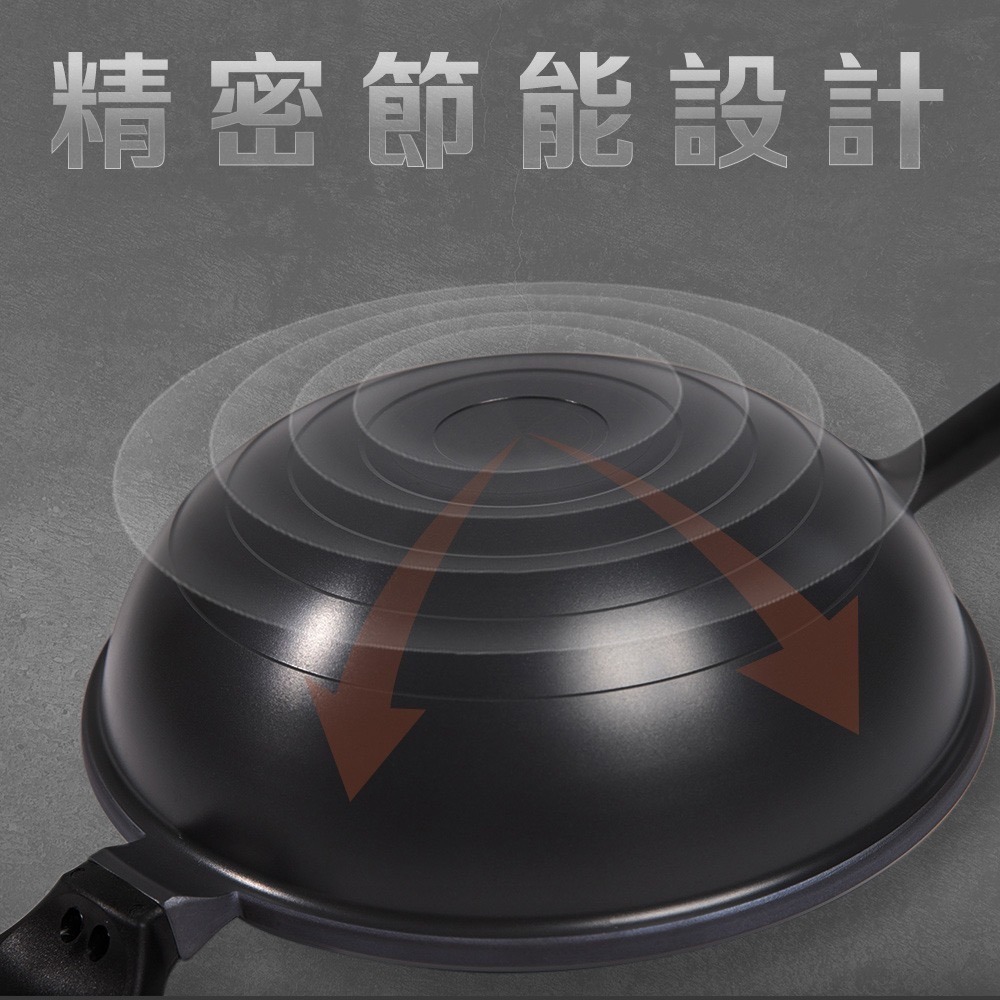 【美國鵝媽媽 Mother Goose】晶鑽輕量航太合金無塗層物理性不沾節能深炒鍋36cm-雙耳炒鍋-細節圖10