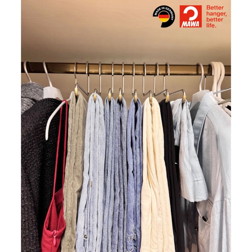 【德國MAWA】時尚經典收納單排褲架35cm(白色/10入) 褲子收納架 無痕褲架 褲架 裙架-細節圖7