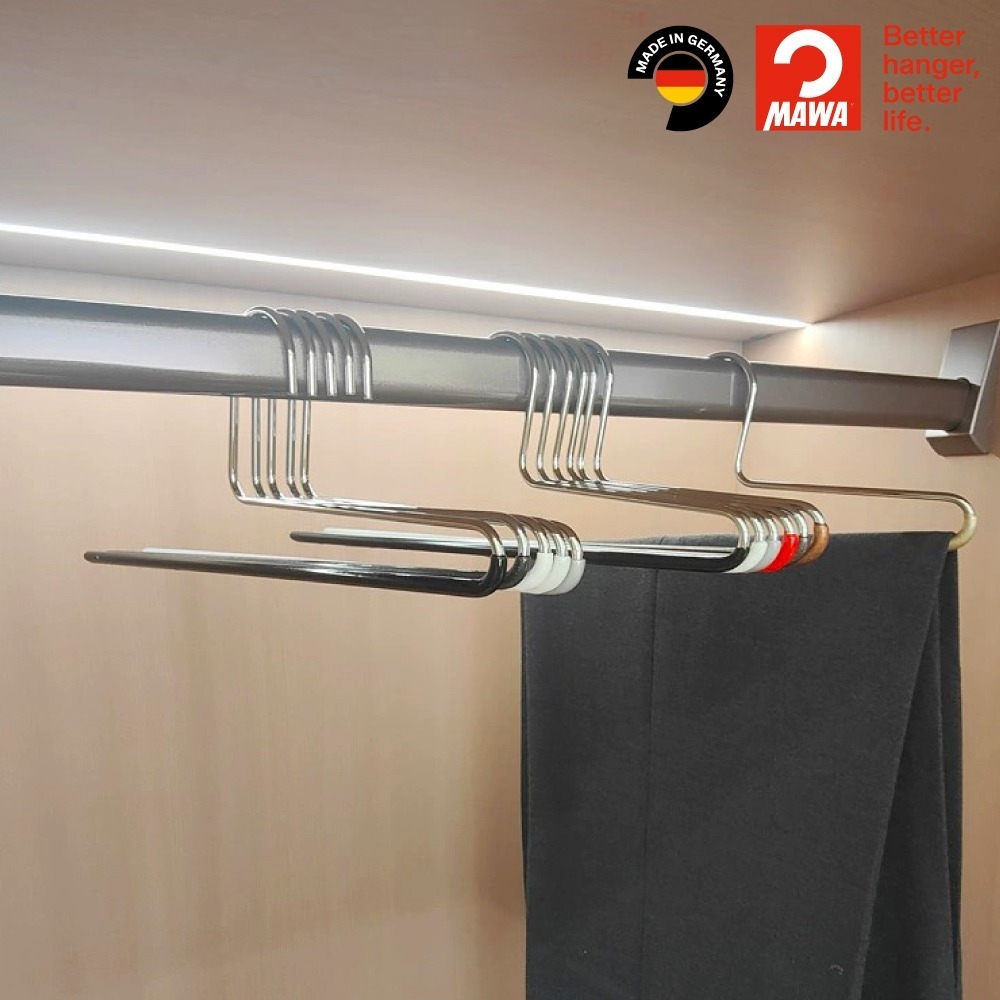 【德國MAWA】時尚經典收納單排褲架35cm(白色/20入) 褲子收納架 無痕褲架 褲架-細節圖4