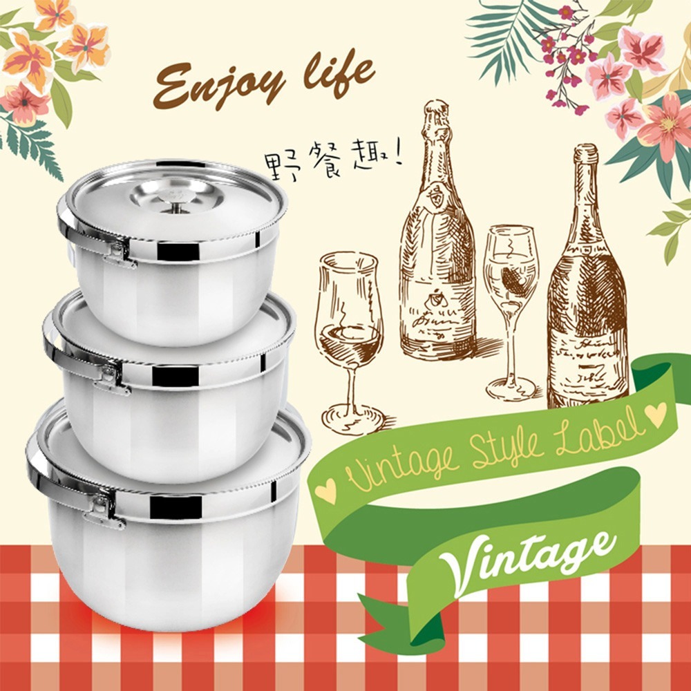 【美國MotherGoose 鵝媽媽】凱薩316不鏽鋼調理鍋 3鍋超值組 (16cm+19cm+22cm)-細節圖3